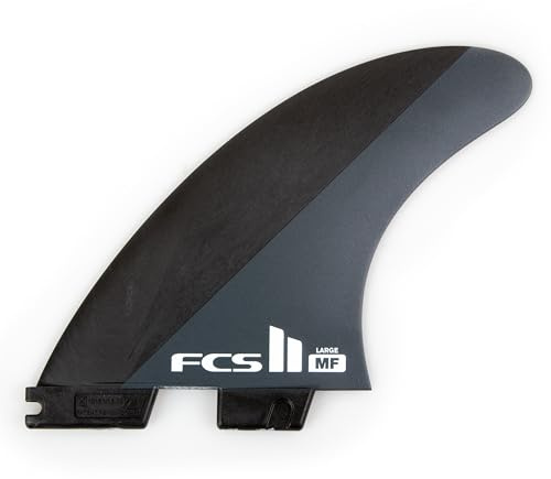 FCS II Mick Fanning Neo Carbon Large Tri Fins - Black / Charcoal | Designed for Power, Speed, & Quick Response, Ideal for Open Face, Down-The-Line Waves & Point and Reef Breaks