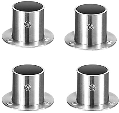4 Piezas Soporte de Barra de Cortina, Redondo Soportes de Tubo de Armario de Acero Inoxidable Percha de Cortina Soporte de Carril de Pared Enchufes de Poste Armario