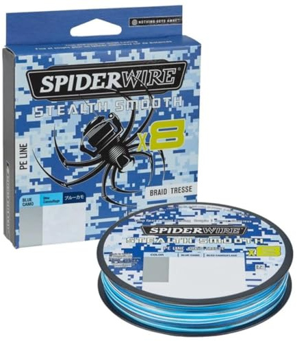 Spiderwire Stealth Smooth 8 New 2020, Blue Camo, 8-vägs flätat snöre med mikrobeläggning, 150 m, 0,06 mm – 0,39 mm, 5,4 kg – 46,3 kg