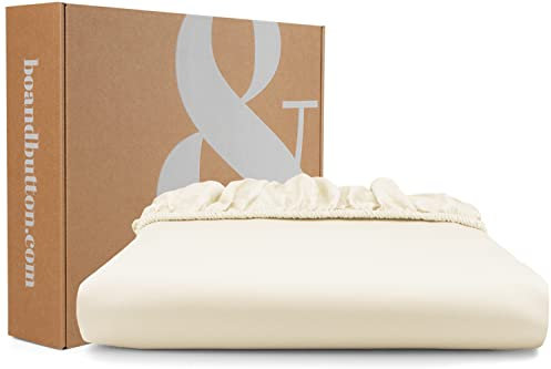 bo&button® Mako Satin Spannbettlaken | Echte Bio Luxusqualität | ALLE GRÖßEN für Matratzen & Boxspringbett Topper | 100% Baumwolle, GOTS & Fairtrade | 200x200 cm, 30 cm Höhe, Buttercream Beige