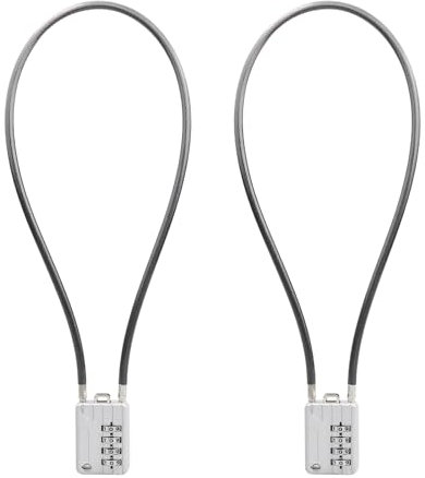 SISAV 50CM/20in Long Cable Locks Cable 4-Digit Combination Lock Re-settable Combination Security Cable Lock Luggage Suitcase Gun Helmet Silver 2 Pack