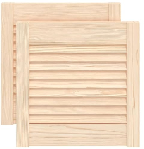 vidaXL 2X Madera Maciza de Pino Puertas de Persiana con Celosía Rejilla Armario Tablillas Guardarropa Separador Decoracións 39,5x39,4 cm