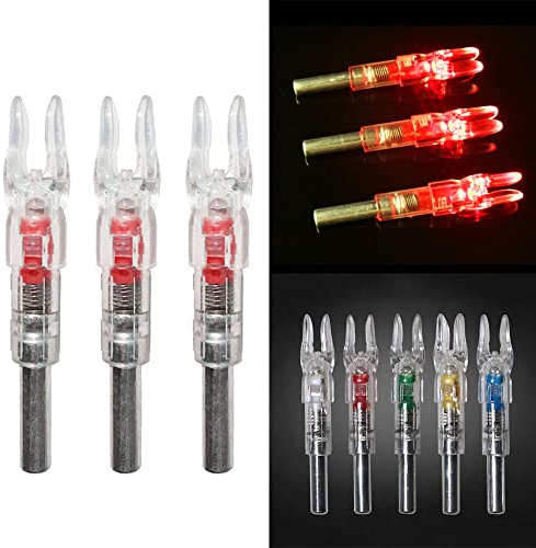 SHARROW 6 Stück Bogenschießen Leuchtnocken Pfeil Nocken Automatisch Beleuchtete Pfeilnocken für ID 6.2mm Carbon Pfeilshafts für Jagd Schießen (Rot)