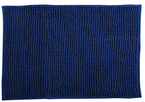 MSV Badteppich Badvorleger Duschvorleger Chenille Hochflor Badematte 50x80 cm – Blau