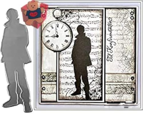 Man Figure Shadow Cutting Dies for Card Making, Cute Man Figure Shadow Party Festival Invitation Card Cutting Dies Cut Stencils for DIY Scrapbooking Album Decorative Embossing Paper Dies Card Making