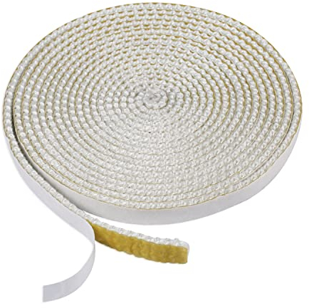 SAVITA Dichtungsband für Ofentüren 4m Lang 10x3mm, Selbstklebend Fiberglas Dichtung Seil Ersatz Kaminofen Türdichtung für Kamine Holzöfen (Weiß)