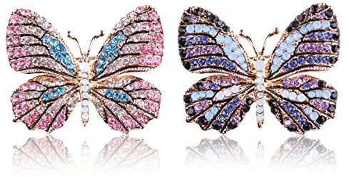 Nifocc Broche de Mariposa de Cristal con Diamantes de Imitación, Elegante Vintage Alada para Solapa, Insignia Corsajes, para Vestir Suéter Sombreros - Acero Aleado