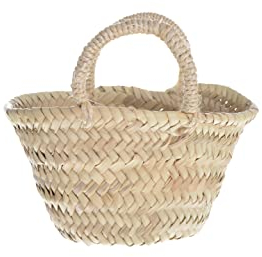 HERSIG - Capazo de palma con asa corta | Bolso de palma con base oval (20x10x15/17)