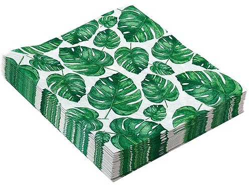 Monstera Blatt Servietten 2-lagig (33 x 33 cm) I 20 Stück I Perfekt für Geburtstage, Partys, Hochzeiten, Kommunion und Feiern I Papierservietten Bunt - Blätter, Rahmen, Ornament I Leaves Frame