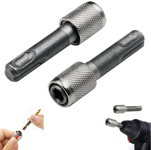 2 Piezas Adaptador porta brocas SDS-Plus 6,35mm (1/4'') Hexagon Socket Hex Shank Brocas Conversor Socket Accesorios para martillos perforadores SDS para taladros eléctricos de impacto