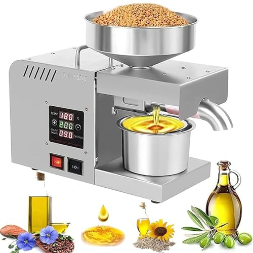 DPQYJPP Pressa Olio Automatica 610W, Pressa Olio a Caldo/Freddo Domestica Controllo Digitale Intelligente Temperatura Pressa per Olio Olio Arachidi Girasole Estrattore Olio d'Oliva, Basso Rumore