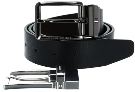 Tommy Hilfiger Pelle cintura Gifting Double Buckle Belt Giftbox W100 Black nero marrone scuro accorciabile reversibile