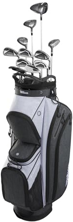 Wilson Clubs de Golf, Jeu Complet Player Fit, Sac de Golf Chariot Inclus, Graphite, pour Femmes