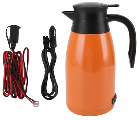 Bouilloire de Voiture pour Voyage d'affaires, Bouilloire électrique Orange en Acier Inoxydable pour Voyage d'affaires