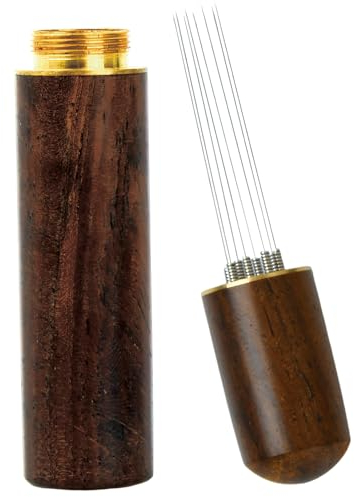 Espresso Distribution Tools Coffee Tamper Espresso Needle 6/8 Needles Coffee Stirrers Natural Wood Handle Stainless Steel Coffee Distributor Needle (8 Needles)