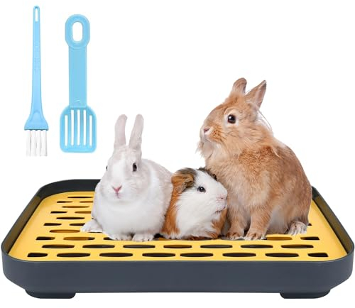 Sadodo Meerschweinchen Toilette + Mini Schaufel + Bürste Kaninchentoiletten Kaninchen Hamster Ecktoilette Kleintier Toilette Badezimmer Frettchen Rennmaus Mäuse Training Badesand Potty Litter Box