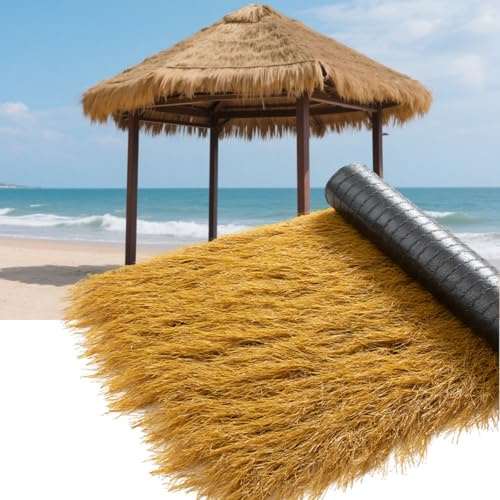 Tetto di paglia sintetico, rotolo di paglia artificiale messicano. Adatto per decorazione della recinzione del giardino, spiaggia, feste hawaiane, padiglione e decorazione del bar Tiki(Size:0.5*20m)