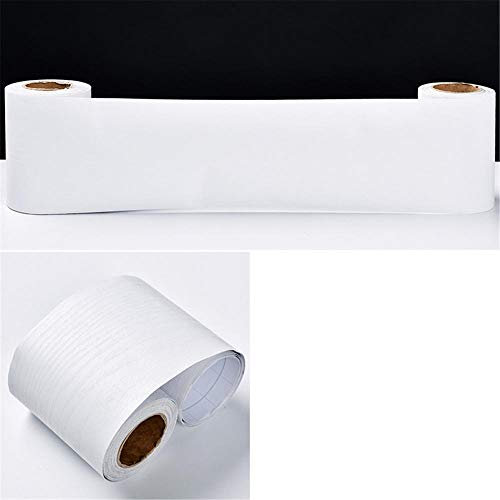 Tapetbårder för kök självhäftande barnrum Vit träkorn Avtagbar midjeväggdekal Vattentät bottenplatta PVC dekorativ bård 15cm X 1000cm