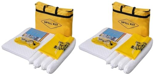 ZHWFDC 22L - Olio Solo Spill Kit - Portatile Olio Spill Kit, 20 Cuscinetti Assorbenti Olio, 2 Pz Calzino Assorbente Olio, 2 Sacchetti Smaltimento, 3 Cravatte, Guanti Nitrili, Occhial(Size:2 Pack)