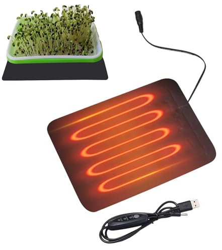 Pflanzen Heizmatte, Wärmematte Für Sämling Germination, 8,5 W Heizmatte Pflanzen, Wasserdichtes USB Heizkissen Mat 3 Temperaturen Wärmematte Reptilien Temperatur Heizkissen Mat Wärmer Bett Matte