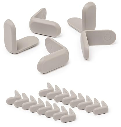 Ubbi Protectores de Esquinas, Protectores de Esquina de Muebles para bebés y niños pequeños, Fundas a Prueba de bebés, Seguridad para bebés, Color Gris Pardo, Juego de 16 Piezas