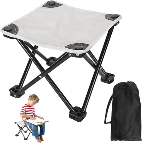 ENUTROF Tabouret Pliant Camping Mini Portable Tabouret Pliable Siege Pliant pour Jardinage Parcs Camping Plein Air Voyage Plage Pique-Nique Randonnée Pêche BBQ Blanc