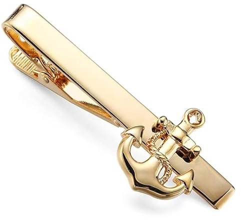 Yierda Novelty Nautical Tie Clips for Men Unique Gold Anchor Tie Bar Neckties for Regular Wedding Business Tie Pin Clips Jewelry