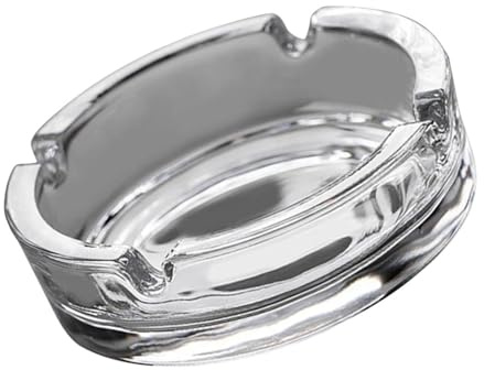 Homoyoyo Cenicero de Cristal Redondo Transparente Lavable para Cigarrillos, Resistente al Calor Abrasión, Diseño Decorativo para Interior y Hogar, Uso en Mesa, Accesorio Funcional