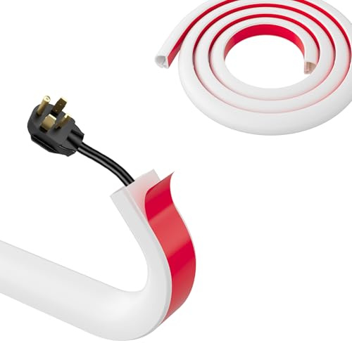 Holtrae Goulotte Passe Cable Blanc 3M Auto adhésif Petit Canal de Câble Flexible en PVC Cache Cable Sol Demi Rond TV Mural Cache Câbles Extérieur Résistant aux Intempéries pour Maison Bureau École
