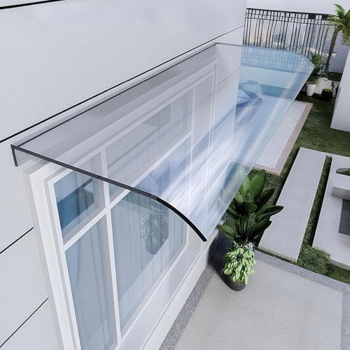 Tejadillo de Exterior en Policarbonato - Marquesina para Puerta con Techado Exterior, Sistema Extensible para Fachadas (Resistente a Viento)