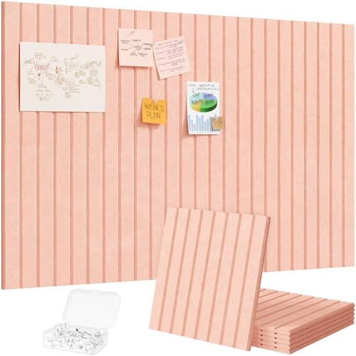 Lifewit 90 x 60 cm Anslagstavla i Filt Självhäftande, 6-Pack Alternativ till Anslagstavla Kork, Vision Board Meddelandetavla med 30 Häftstift för Kontor, Kök och Barnrum, Korallrosa