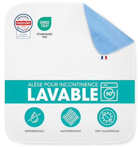 Ôhm Alèse Imperméable Lavable 75x90cm, Lot de 2 – Incontinence Adulte