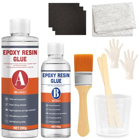 Allony Fibre de Verre Resine Epoxy Kit, Fibre de Verre Carrosserie