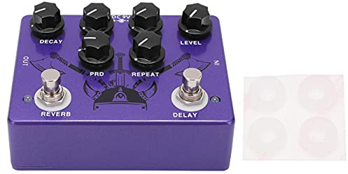 Jeanoko Gitarreffektpedal Metal Reverb Digital Delay Effect Pedal 2 i 1 True Bypass 600ms Delay 6 Knob Control för Elgitarrspelare Scenövningsinspelning