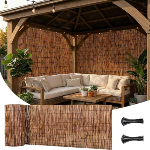 Générique Canisse en Roseau Naturel, Rouleau Canisse Bambou Roseau Naturel Brise Vue Jardin pour Grillage, Pare Vue Extérieur Découpable et Respirant, Clôture Occultante Décorative Facile à Installer