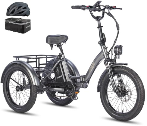 Fafrees F20 Mate Triciclo Eléctrico para Adultos, Batería de 48 V/20 Ah Alcance 115km, Triciclo de Carga 250W, 25km/h, Frenos Hidráulicos, Cesta estándar, Gris