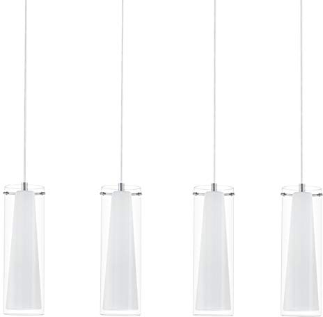 EGLO Pendellampe Pinto, 4 flammige Pendelleuchte, Material: Stahl, Farbe: Chrom, Glas: klar, opal matt, weiß, Fassung: E27