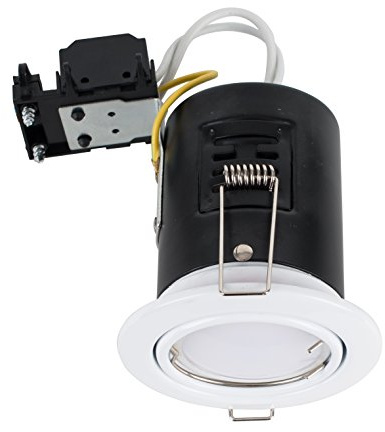 MiniSun | Pack of 10 Fire Rated Gloss White Tiltable GU10 Recessed Ceiling Downlights | Downlights & Home Improvements Essential | Mains Wired