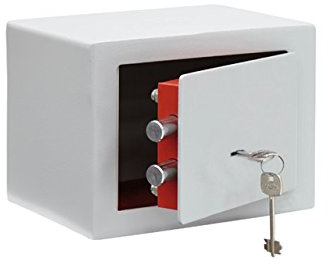 FP-TECH FP-HSB-K104-18 Cassaforte a Muro da Incasso in Acciaio Verniciato con Chiave Hotel, Bianco, 23 x 17 x 17 cm