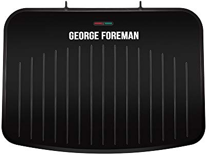 George Foreman Large Electric Fit Grill [Non stick, Healthy, Griddle, Toastie, Hot plate, Panini, BBQ, Energy saving, Vertical storage, Easy clean, Drip tray, Ready to cook light] Black, 2400W 25820