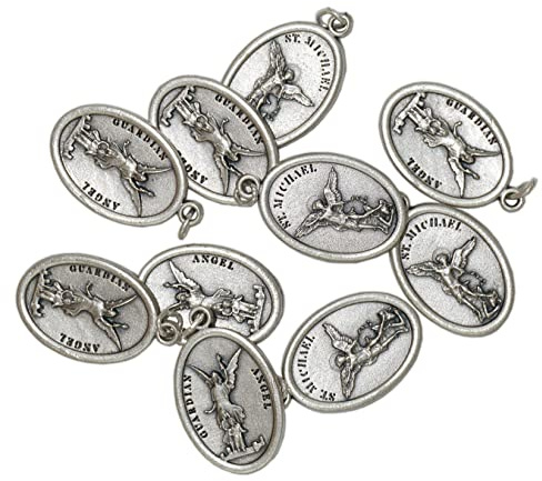 lazzaro italy Medaglietta San Michele Arcangelo e Angelo custode placcata argento - 10 medaglie