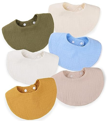 WD&CD 6 Pack Baberos Bebe Bandanas Unisex con 2 Ajustables Botón a Presión, Suave & Absorbente Bandana Bebe para Baberos Bebe Recien Nacido, Color 3