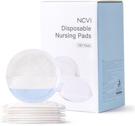 NCVI Super Absorbent Disposable Nursing Pads 180 Count, Stay Dry Breast Pads for Leaking Milk, Soft and Breathable, Leakproof Nipple Pads Individually Wrapped, Breastfeeding Essentials for Moms