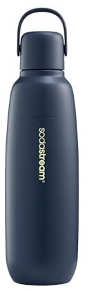 SodaStream Fizz & Go Cool Stainless Steel, 0.9L Double Insulated Carbonated Drinks Bottle, Keeps Hot or Cold For 12hrs, Compatible with Sparkling Water Machine, Fizzy Water Bottle, Storm Blue
