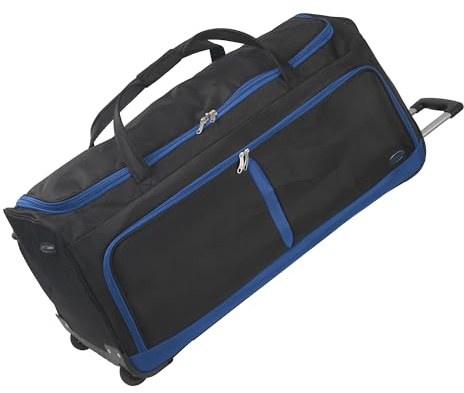 Aerostar 40 XXL Extra Large Lightweight Duffle 3 Wheel Travel Bag Holdall Suitcase Check-in Luggage All Terrain (194L, Blue on Black)