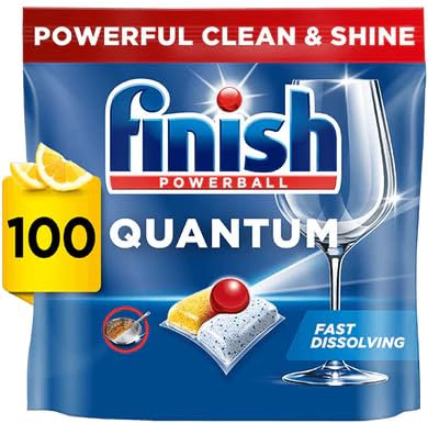 Finish Quantum Infinity Shine Dishwasher Tablets Bulk | Scent: Lemon | Size: 100 Dishwasher Tabs | For Sparkling Clean (Lemon)