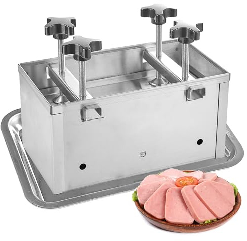 Meats Press Tool, 3kg Ham Meat Pressing Mould Box, Homemade Lunch Meat Maker, with Twin-Screw Pressurization Device, Forming Tool for Kitchen Tool, for Stuffed, Burgers, Slider, Barbecue