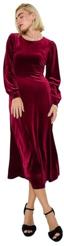 Joe Browns Women's Stretchy Velvet Midi Dress, Red, 14
