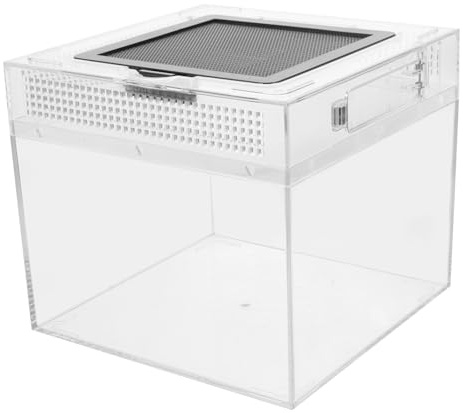 Mobestech Caja Práctica para Reptiles y Tarántulas de Acrílico Orificios Transpirables y Resistencia al Clima para Mascotas Pequeñas y Exhibición