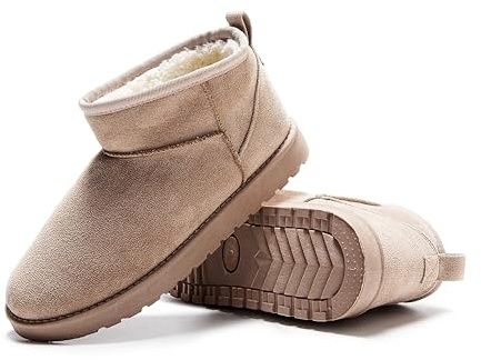 INNERSECT CO Women’s Suede-Effect Ankle Boots, Warm Fleece-Lined Slip-On Winter Booties with Cushioned Insole and Non-Slip Sole